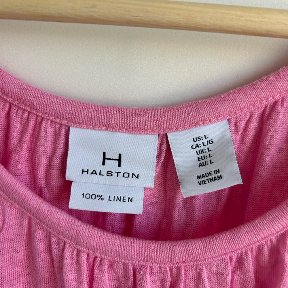 Halston Heritage Pink Linen Blend Tank Top - Picture 3 of 4